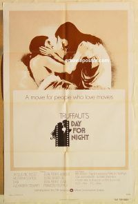 g317 DAY FOR NIGHT one-sheet movie poster '73 Francois Truffaut, Bisset