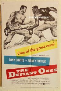 g338 DEFIANT ONES one-sheet movie poster '58 Tony Curtis, Sidney Poitier