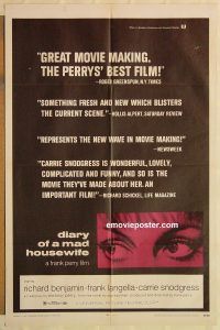 g346 DIARY OF A MAD HOUSEWIFE one-sheet movie poster '70 Frank Langella