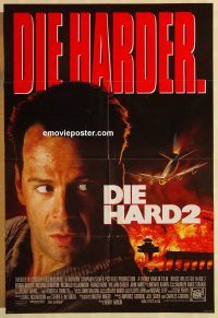 g348 DIE HARD 2 int'l one-sheet movie poster '90 Bruce Willis, Bedelia