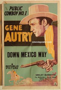g364 GENE AUTRY stock 1sh '38 art of singing public cowboy no 1, Down Mexico Way