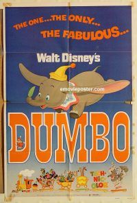 g375 DUMBO one-sheet movie poster R72 Walt Disney classic!