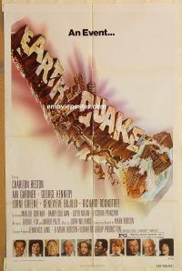 g377 EARTHQUAKE one-sheet movie poster '74 Charlton Heston