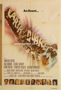 g378 EARTHQUAKE int'l one-sheet movie poster 74 Charlton Heston