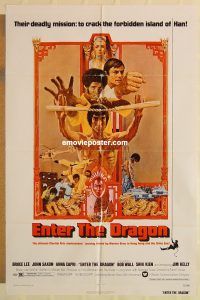 g390 ENTER THE DRAGON one-sheet movie poster '73 Bruce Lee classic!