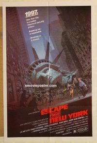 g394 ESCAPE FROM NEW YORK one-sheet movie poster '81 Kurt Russell sci-fi!