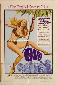 g397 EVE one-sheet movie poster '68 Celeste Yarnell, wild jungle sex, cool!