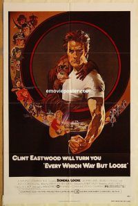 g398 EVERY WHICH WAY BUT LOOSE one-sheet movie poster '78 Clint Eastwood
