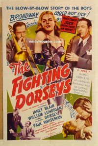 g413 FABULOUS DORSEYS one-sheet movie poster R53 Tommy & Jimmy, Janet Blair