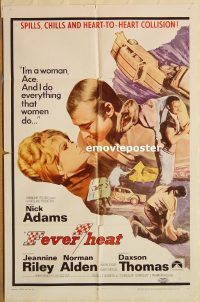 g432 FEVER HEAT one-sheet movie poster '68 car racing!