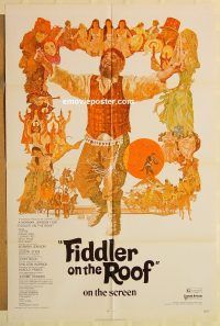 g433 FIDDLER ON THE ROOF one-sheet movie poster '72 Topol, Molly Picon