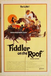 g434 FIDDLER ON THE ROOF int'l style C one-sheet movie poster '72 Topol