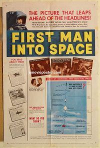 g438 FIRST MAN INTO SPACE one-sheet movie poster '59 Marshall Thompson