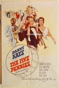g442 FIVE PENNIES one-sheet movie poster '59 Danny Kaye, Louis Armstrong