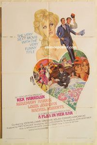 g446 FLEA IN HER EAR one-sheet movie poster '68 Louis Jourdan, Harrison