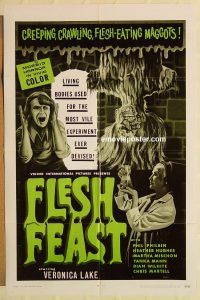 g448 FLESH FEAST one-sheet movie poster '70 Veronica Lake, of all people!
