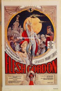 g449 FLESH GORDON one-sheet movie poster '74 sexploitation sci-fi spoof!