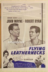 g451 FLYING LEATHERNECKS military one-sheet movie poster R60s John Wayne, Ryan