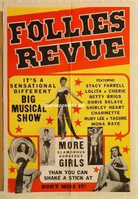 g452 FOLLIES REVUE one-sheet movie poster '50s sexy burlesque show!