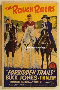 g457 FORBIDDEN TRAILS one-sheet movie poster '41 Buck Jones, Tim McCoy