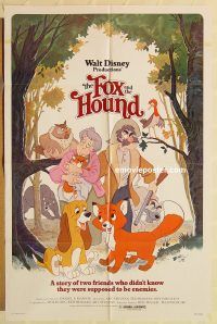 g463 FOX & THE HOUND one-sheet movie poster '81 Walt Disney animals!