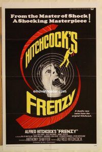 g470 FRENZY int'l one-sheet movie poster '72 Alfred Hitchcock, Shaffer