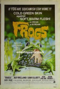 g472 FROGS one-sheet movie poster '72 Ray Milland, great horror image!!