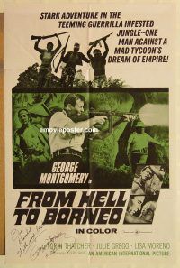 g474 FROM HELL TO BORNEO signed one-sheet movie poster '66 Montgomery