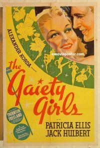g481 GAIETY GIRLS one-sheet movie poster '38 cool deco design!