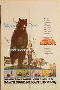 g491 GENTLE GIANT one-sheet movie poster '67 Dennis Weaver, Miles
