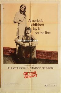 g493 GETTING STRAIGHT one-sheet movie poster '70 Candice Bergen, Gould