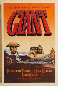 g496 GIANT one-sheet movie poster R83 James Dean, Liz Taylor, Hudson