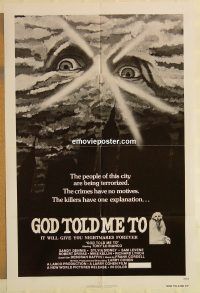 g502 GOD TOLD ME TO one-sheet movie poster '76 Tony Lo Bianco, Dennis