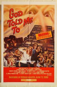 g503 GOD TOLD ME TO video one-sheet movie poster R86 Tony Lo Bianco, Dennis