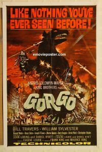 g513 GORGO one-sheet movie poster '61 Bill Travers, Sylvester, horror!