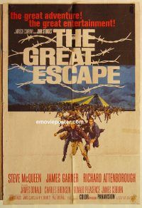 g518 GREAT ESCAPE one-sheet movie poster '63 Steve McQueen, Bronson