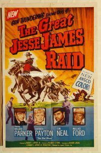 g521 GREAT JESSE JAMES RAID one-sheet movie poster '53 Willard Parker