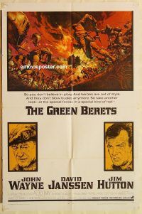 g525 GREEN BERETS one-sheet movie poster '68 John Wayne, David Janssen