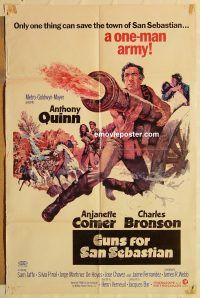 g531 GUNS FOR SAN SEBASTIAN one-sheet movie poster '68 Anthony Quinn