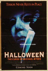 g535 HALLOWEEN 6 advance one-sheet movie poster '95 Curse of Mike Myers!