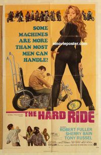 g541 HARD RIDE one-sheet movie poster '71 Robert Fuller, sexy biker, AIP!