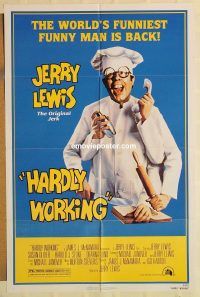 g543 HARDLY WORKING one-sheet movie poster '81 funny man Jerry Lewis!