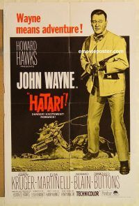 g544 HATARI one-sheet movie poster R67 John Wayne, Howard Hawks, Africa!