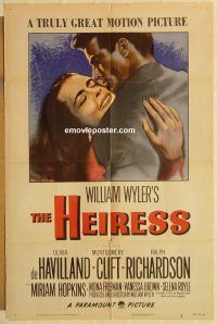 g548 HEIRESS one-sheet movie poster '49 William Wyler, Olivia de Havilland