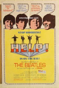 g552 HELP one-sheet movie poster '65 The Beatles, rock & roll classic!