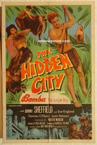 g555 HIDDEN CITY one-sheet movie poster '50 Johnny Sheffield as Bomba!
