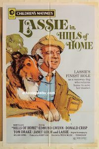 g560 HILLS OF HOME one-sheet movie poster R72 Lassie, Edmund Gwenn
