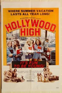g564 HOLLYWOOD HIGH one-sheet movie poster '76 school sex!