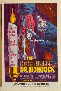 g574 HORRIBLE DR HICHCOCK/AWFUL DR ORLOFF one-sheet movie poster '64