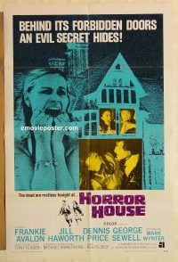 g575 HORROR HOUSE one-sheet movie poster '70 Frankie Avalon, scary AIP!